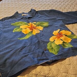 Tommy Bahama Navy Floral Silk Shirt